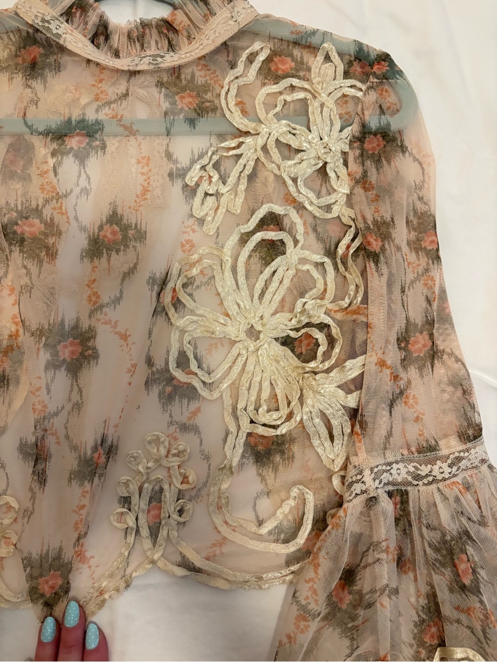 Free People Embroidered Daydream Top - Sheer/Embroidered - Cream/Blush - Picture 4 of 5